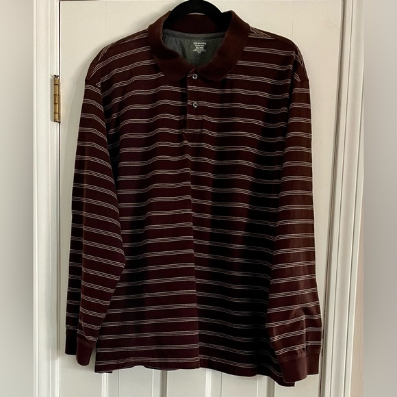 2XL Men’s St. John’s Bay Brown Striped Cotton Sueded Jersey - Picture 2 of 6